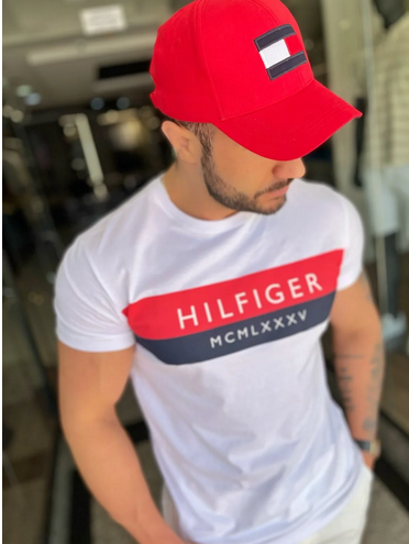 CAMISETA TOMMY HILFIGER AB TWO TONE HILFIGER TEE BRANCO - XG