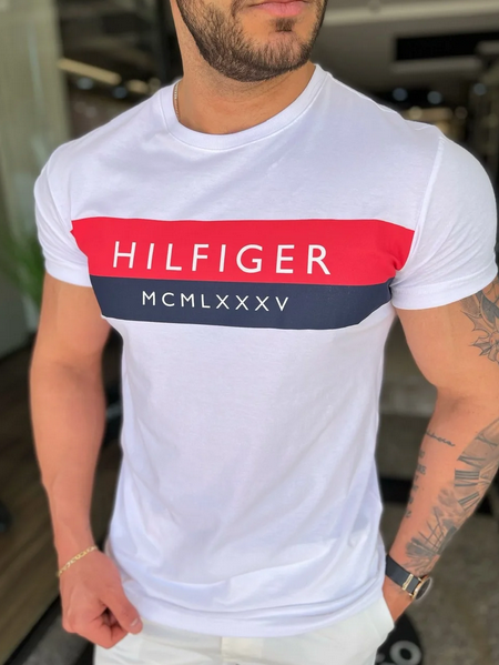 CAMISETA TOMMY HILFIGER AB TWO TONE HILFIGER TEE BRANCO - XG