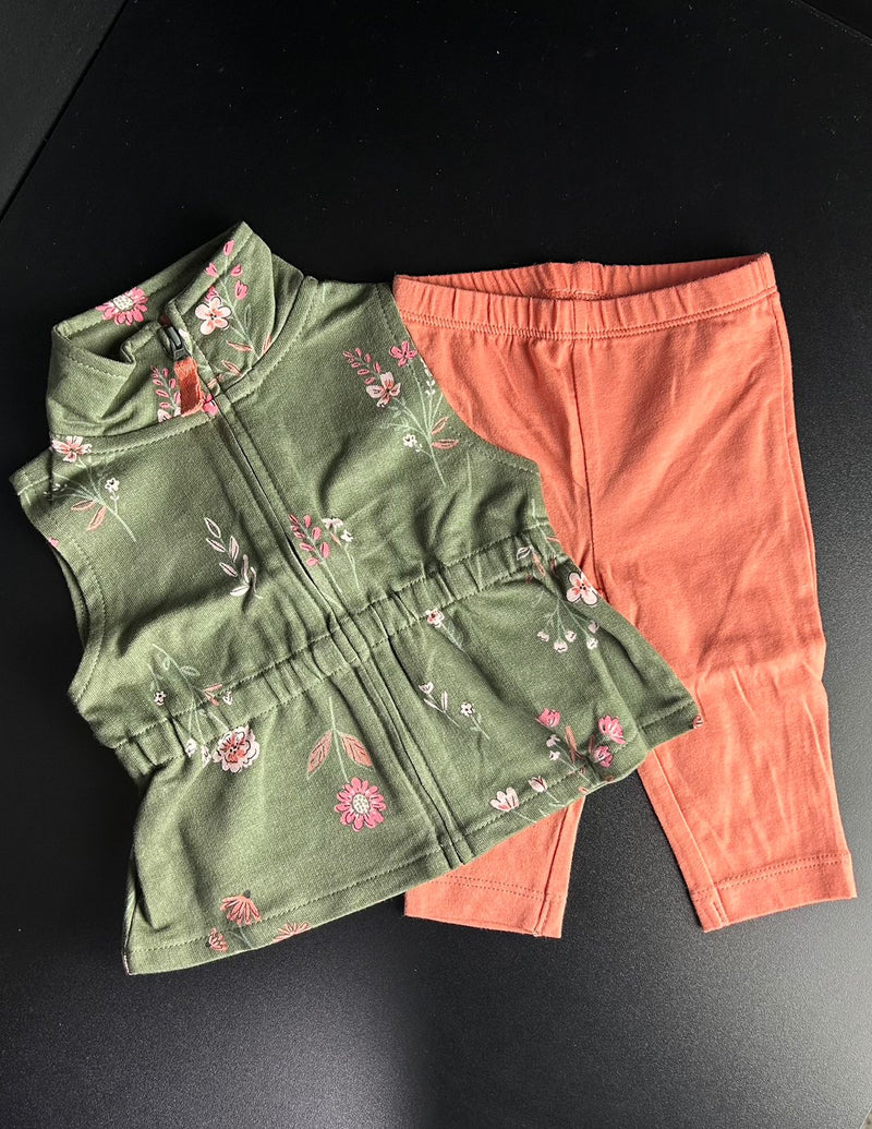 Conjunto 2 peças - Verde Floral Carter's - 6 meses