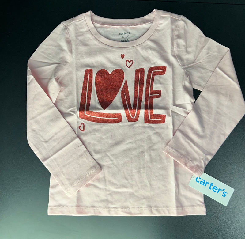 Camiseta Infantil Manga Longa Carter's LOVE -  5 anos