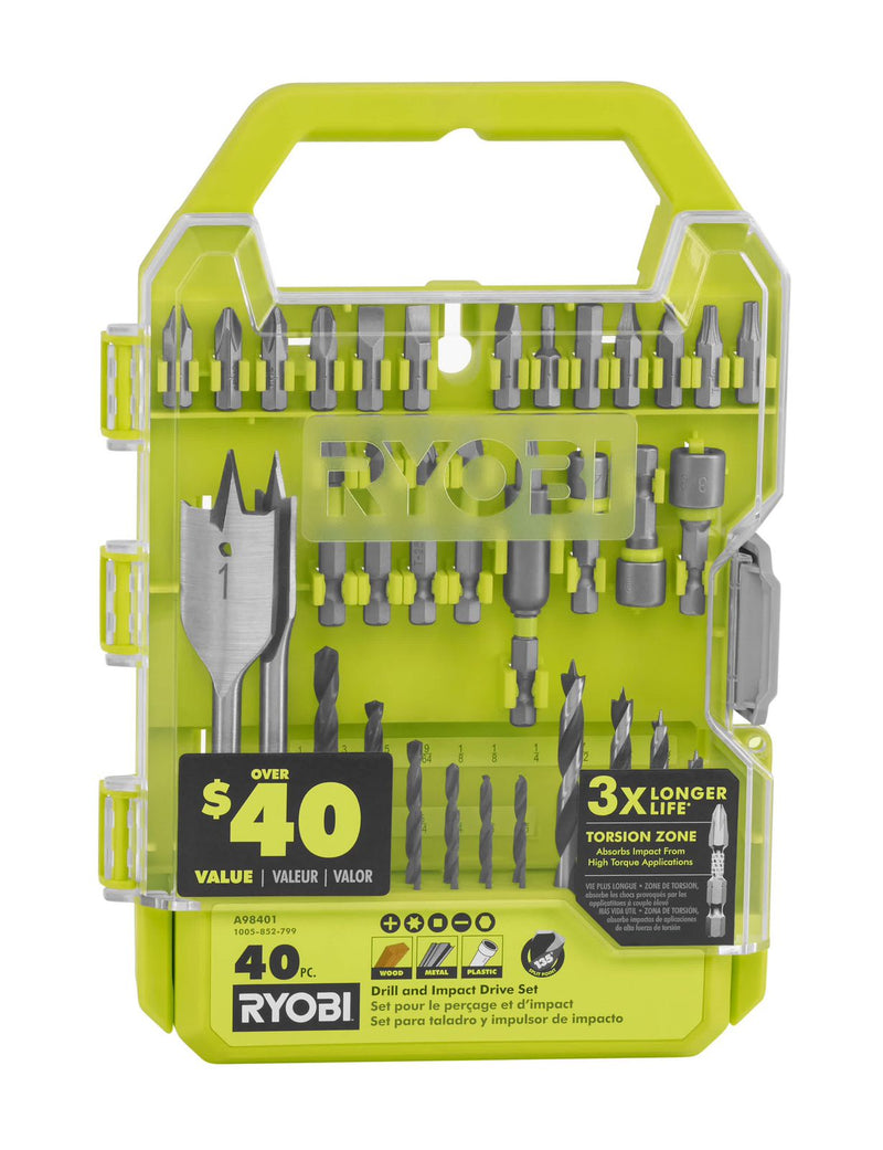 Kit 2 parafusadeiras + maleta de brocas - Ryobi