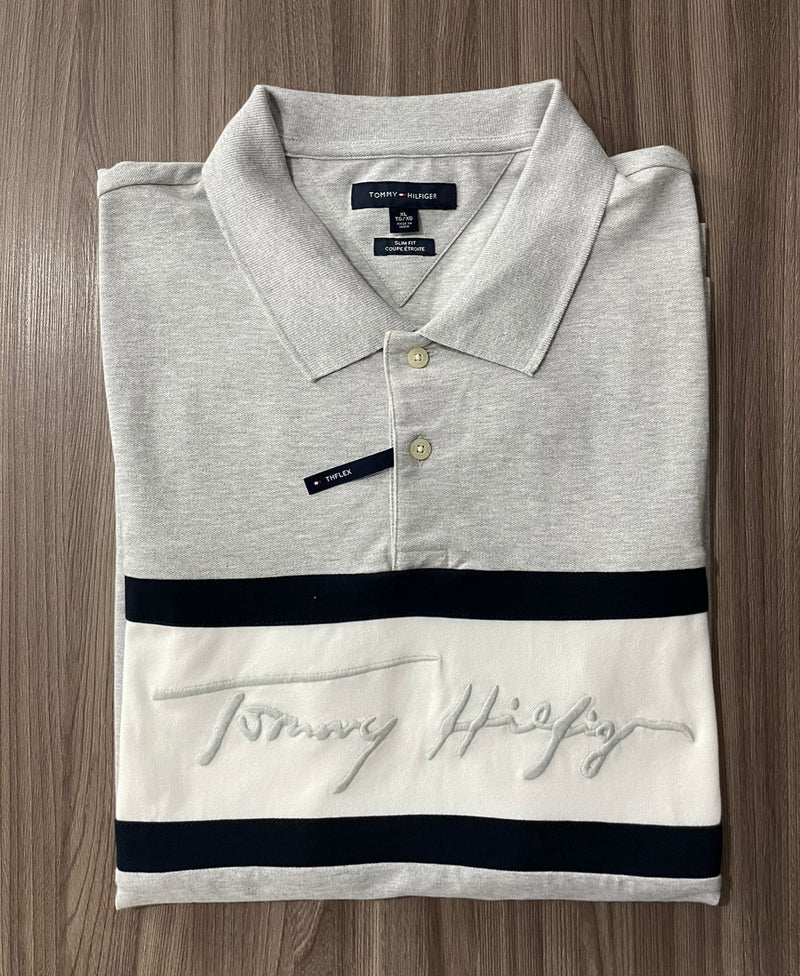 Polo Masculina - Cinza - Tommy Hilfiger - Tamanho GG